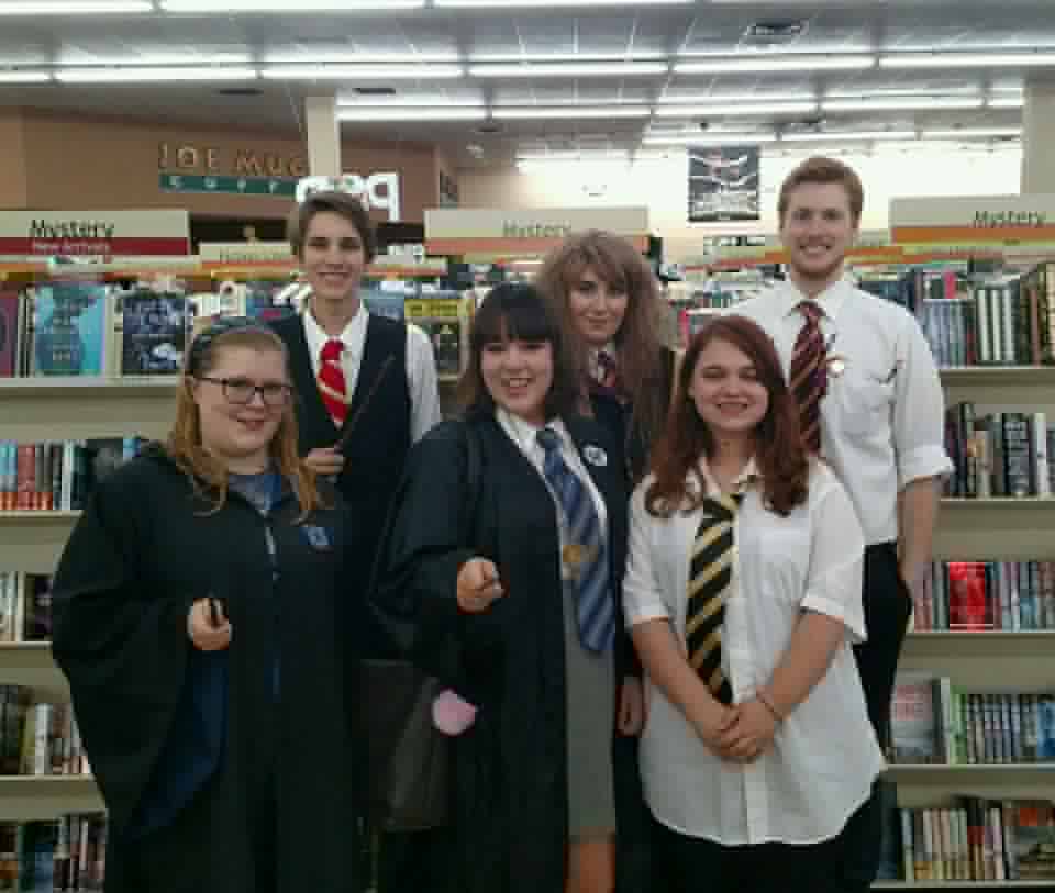 Students dressed in Harry Potter costumes